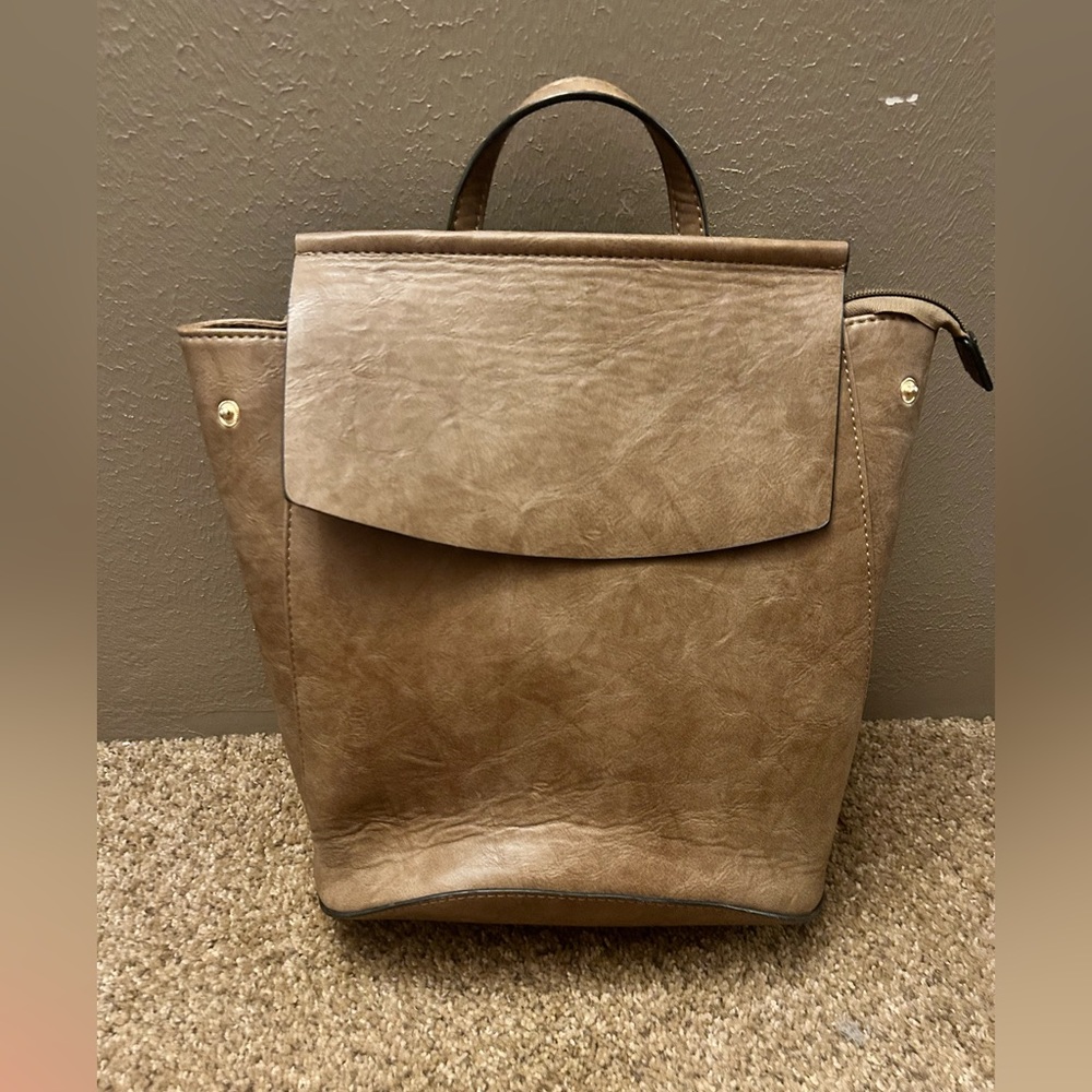Tan backpack purse